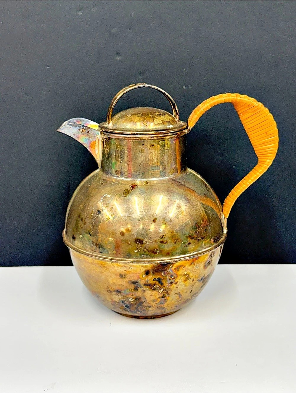 Antique C.T. Maine Jersey EPNS 1½ Pint Silver Plate Water Jug – Wicker Handle c.